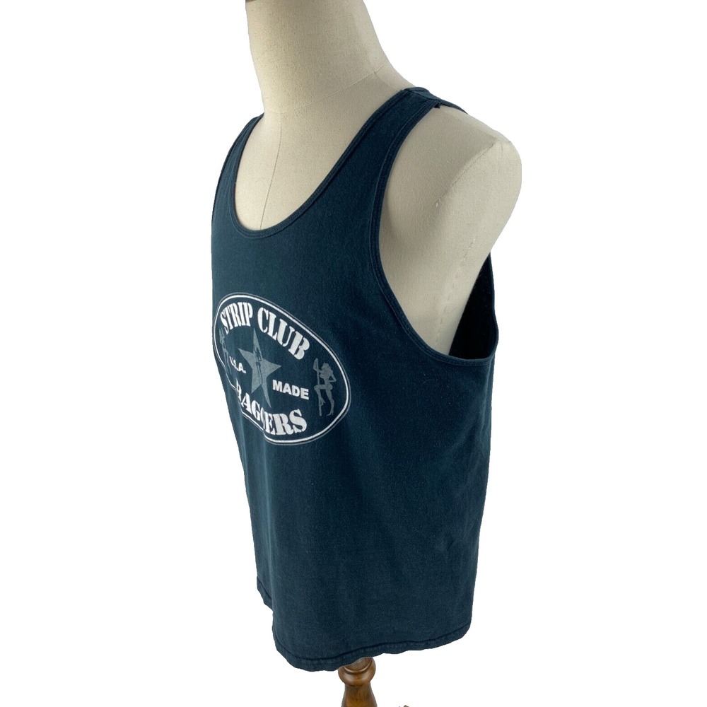 Strip Club Baggers Vtg 80s 90s Tank Top Black Motorcycle Bar Tee Pin Up Stripper - Picture 8 of 14